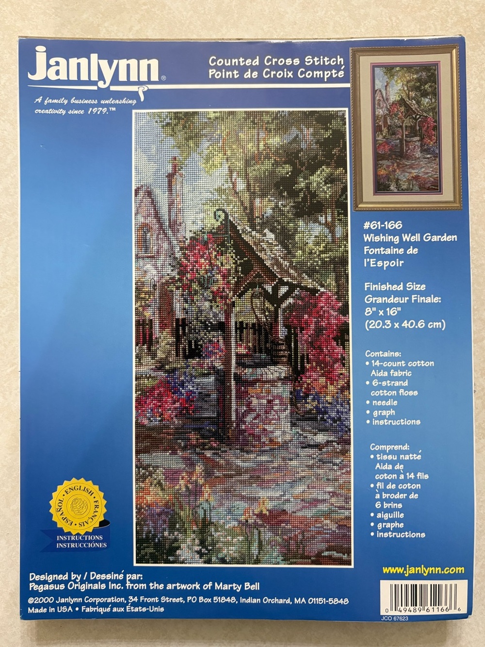 Janlynn Wishing Well Garden Counted Cross Stitch Kit 61-166 Marty Bell VTG New